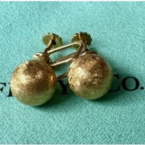 Tiffany & Co Vintage Hardware Ball Yellow Gold Earrings K14  10mm Diameter